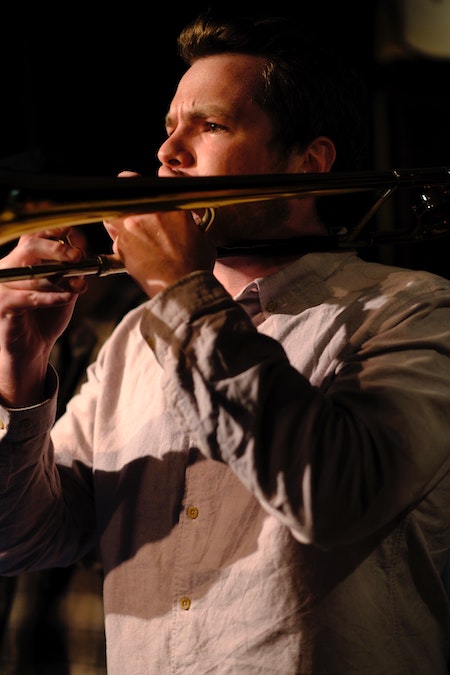 Man playing trombone.
