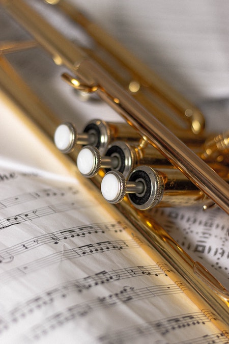 Trumpet on sheet music